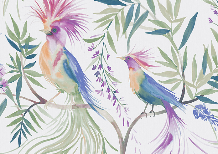 Birds of Paradise, White - Roller Blind - Image 6